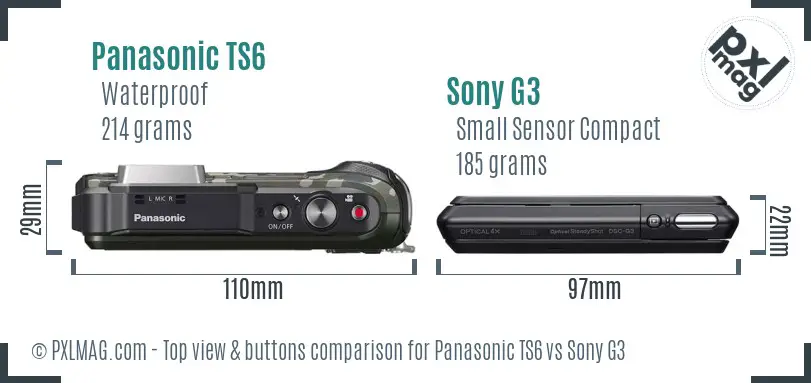 Panasonic TS6 vs Sony G3 top view buttons comparison