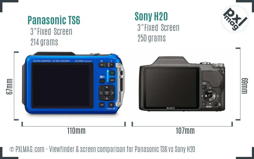 Panasonic TS6 vs Sony H20 Screen and Viewfinder comparison
