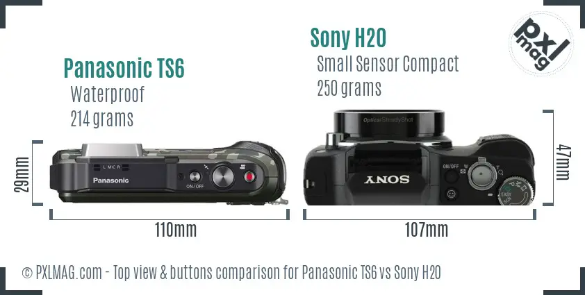 Panasonic TS6 vs Sony H20 top view buttons comparison