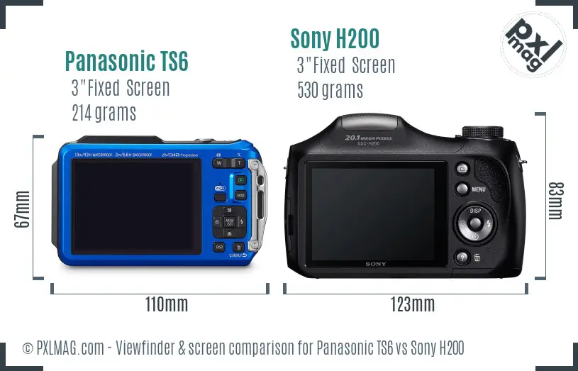 Panasonic TS6 vs Sony H200 Screen and Viewfinder comparison