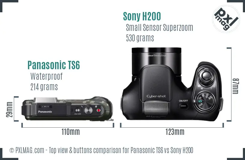 Panasonic TS6 vs Sony H200 top view buttons comparison