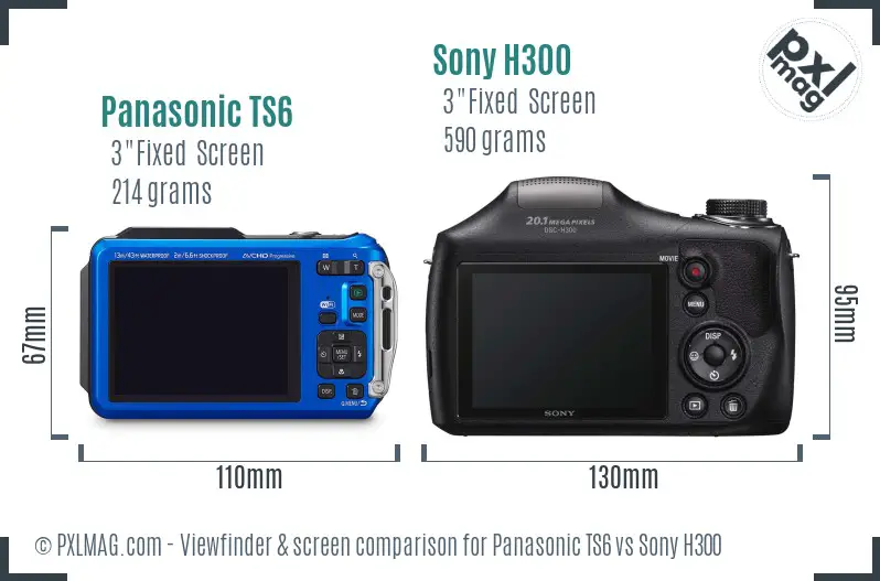 Panasonic TS6 vs Sony H300 Screen and Viewfinder comparison