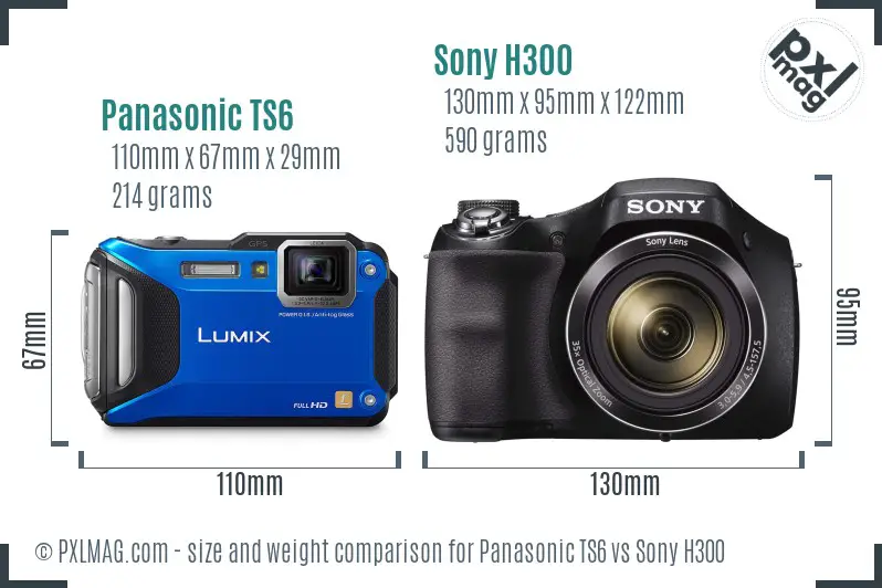 Panasonic TS6 vs Sony H300 size comparison