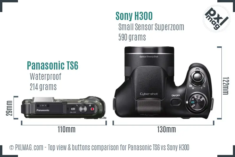 Panasonic TS6 vs Sony H300 top view buttons comparison