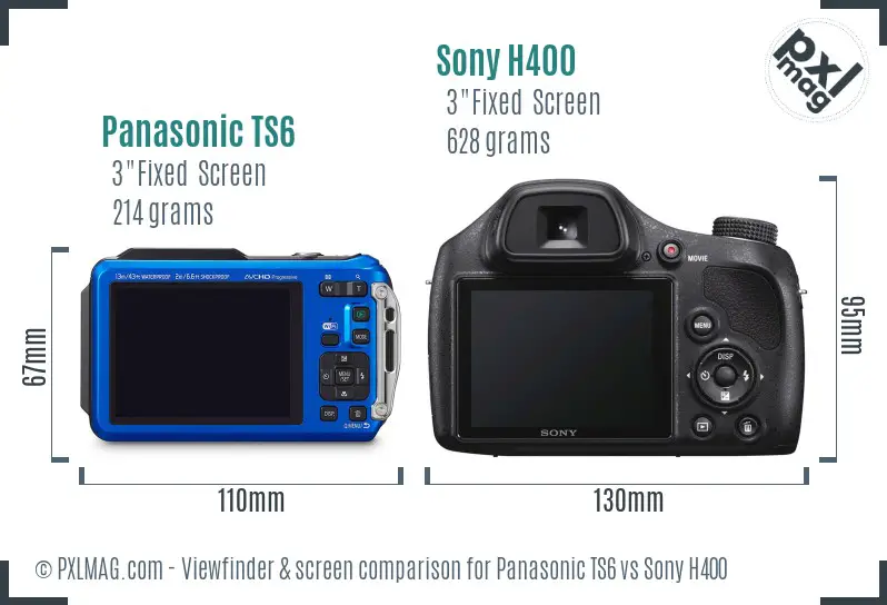Panasonic TS6 vs Sony H400 Screen and Viewfinder comparison