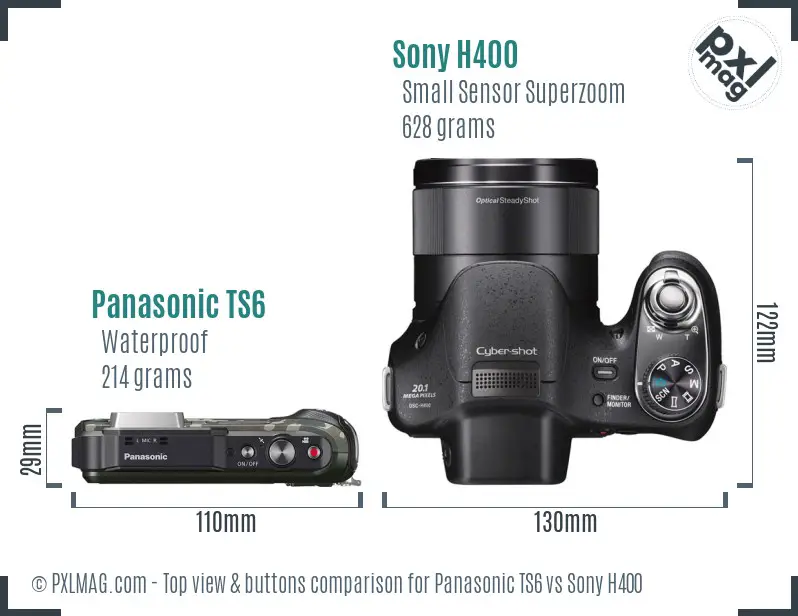 Panasonic TS6 vs Sony H400 top view buttons comparison