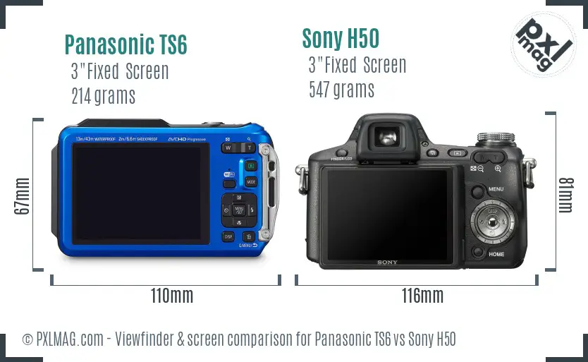 Panasonic TS6 vs Sony H50 Screen and Viewfinder comparison