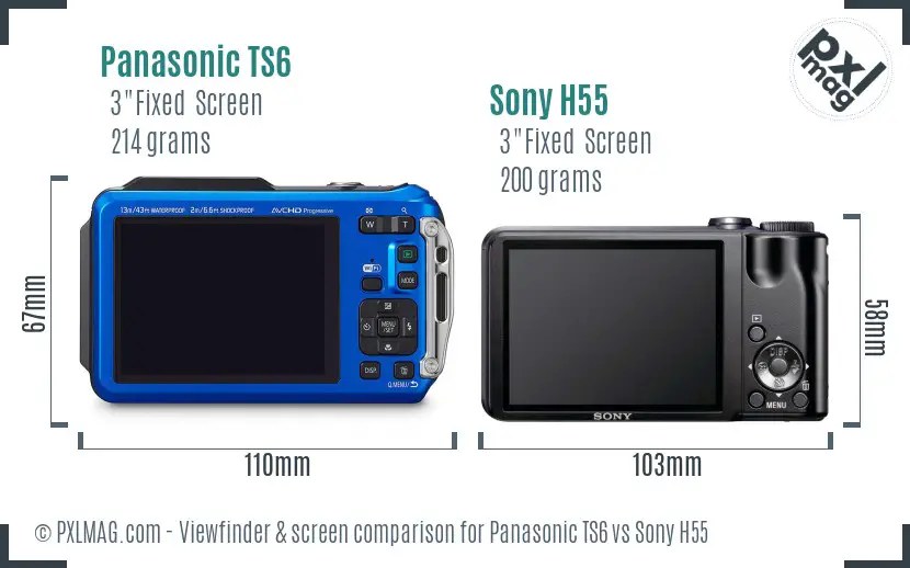 Panasonic TS6 vs Sony H55 Screen and Viewfinder comparison