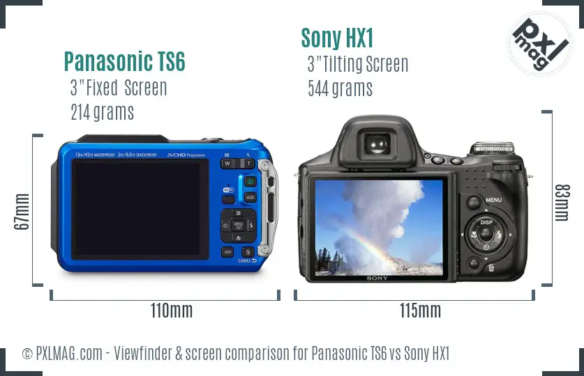 Panasonic TS6 vs Sony HX1 Screen and Viewfinder comparison