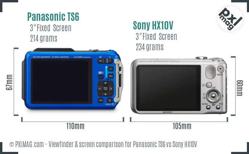 Panasonic TS6 vs Sony HX10V Screen and Viewfinder comparison