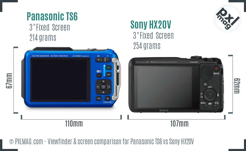 Panasonic TS6 vs Sony HX20V Screen and Viewfinder comparison