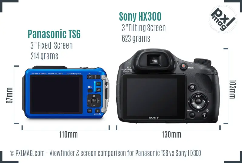 Panasonic TS6 vs Sony HX300 Screen and Viewfinder comparison