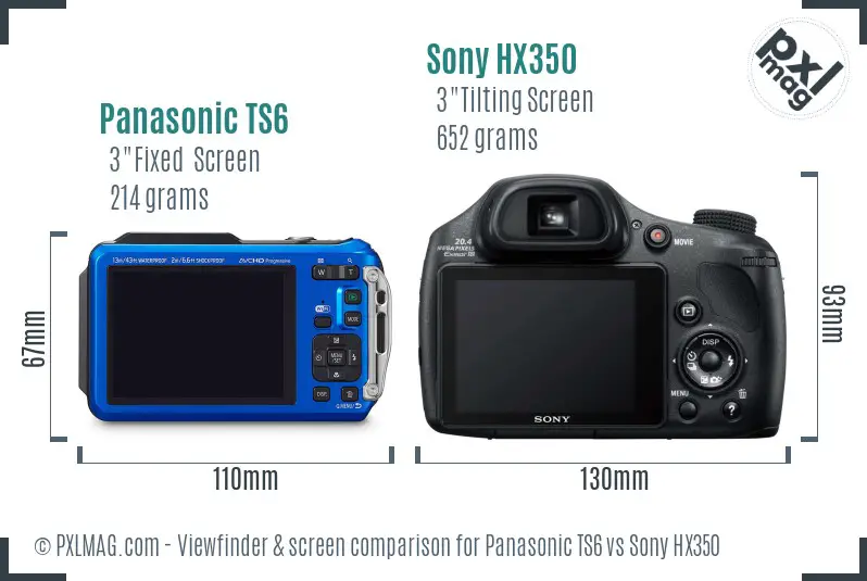 Panasonic TS6 vs Sony HX350 Screen and Viewfinder comparison Panasonic TS6 vs Sony HX350 Screen and Viewfinder comparison