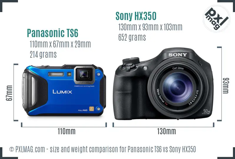 Panasonic TS6 vs Sony HX350 size comparison Panasonic TS6 vs Sony HX350 size comparison