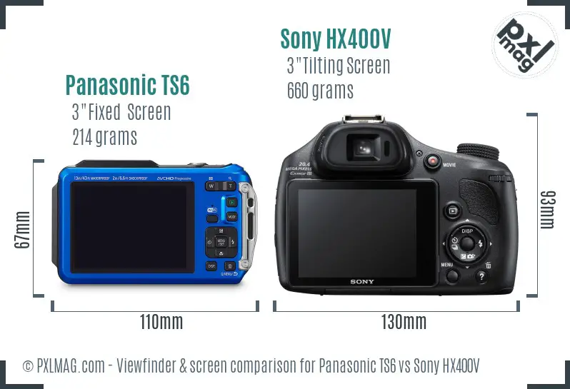 Panasonic TS6 vs Sony HX400V Screen and Viewfinder comparison