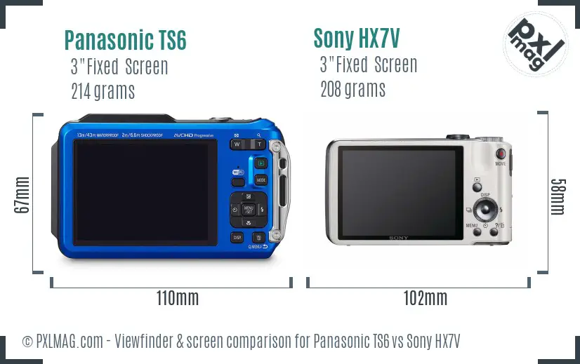 Panasonic TS6 vs Sony HX7V Screen and Viewfinder comparison