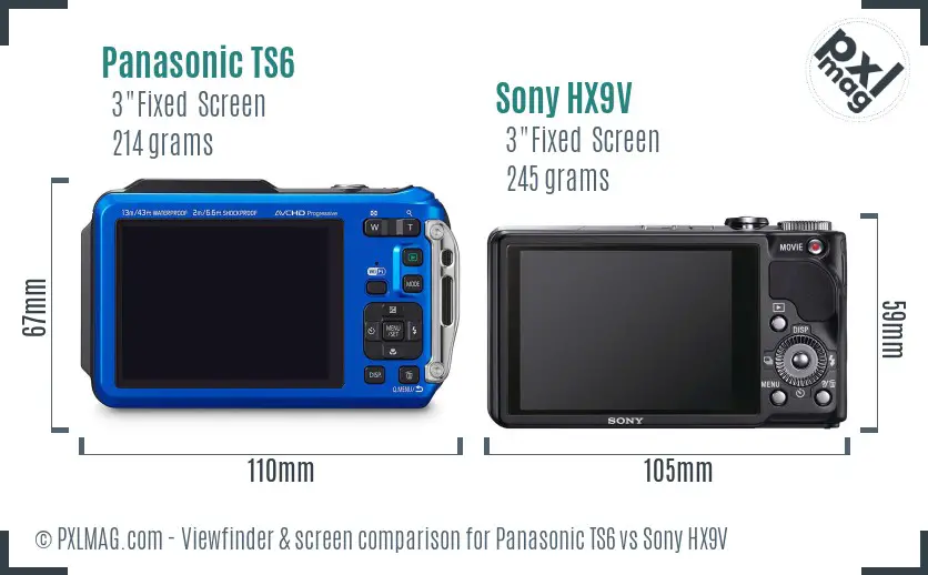 Panasonic TS6 vs Sony HX9V Screen and Viewfinder comparison