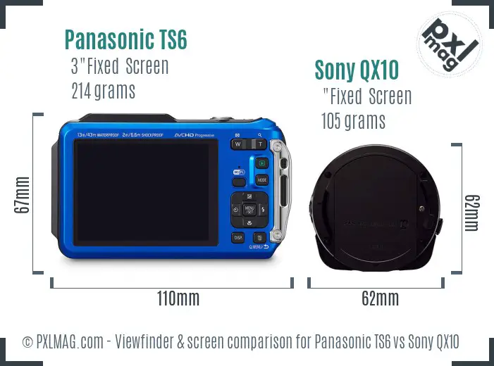 Panasonic TS6 vs Sony QX10 Screen and Viewfinder comparison
