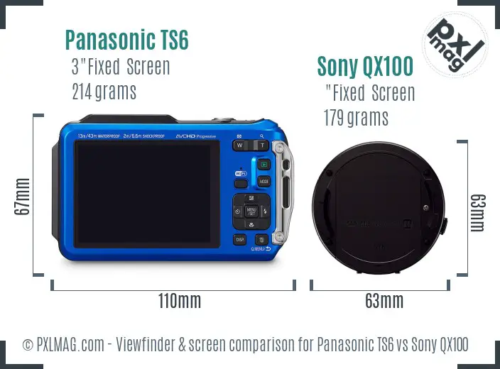 Panasonic TS6 vs Sony QX100 Screen and Viewfinder comparison