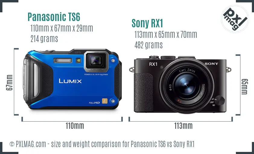 Panasonic TS6 vs Sony RX1 size comparison