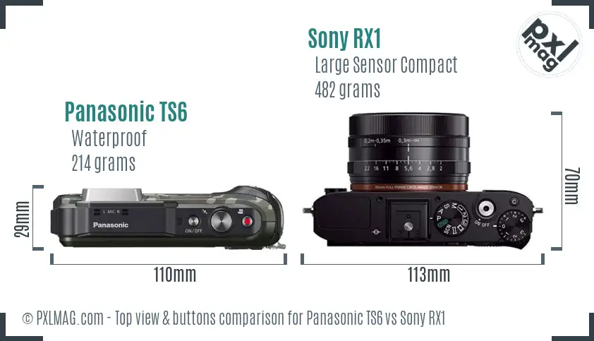 Panasonic TS6 vs Sony RX1 top view buttons comparison