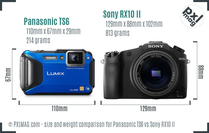 Panasonic TS6 vs Sony RX10 II size comparison Panasonic TS6 vs Sony RX10 II size comparison