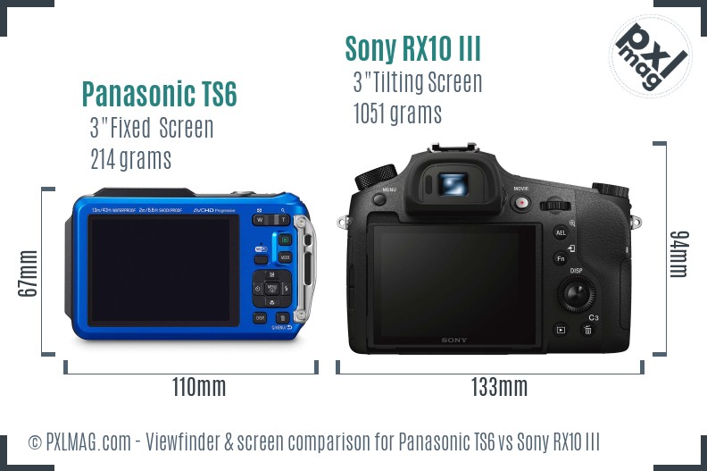 Panasonic TS6 vs Sony RX10 III Screen and Viewfinder comparison