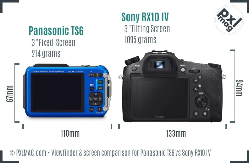 Panasonic TS6 vs Sony RX10 IV Screen and Viewfinder comparison