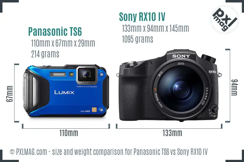Panasonic TS6 vs Sony RX10 IV size comparison