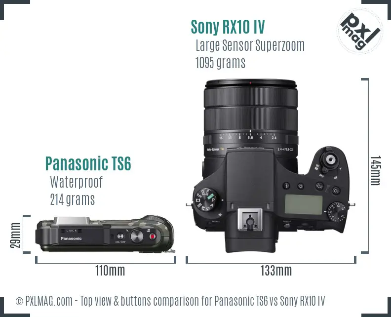 Panasonic TS6 vs Sony RX10 IV top view buttons comparison