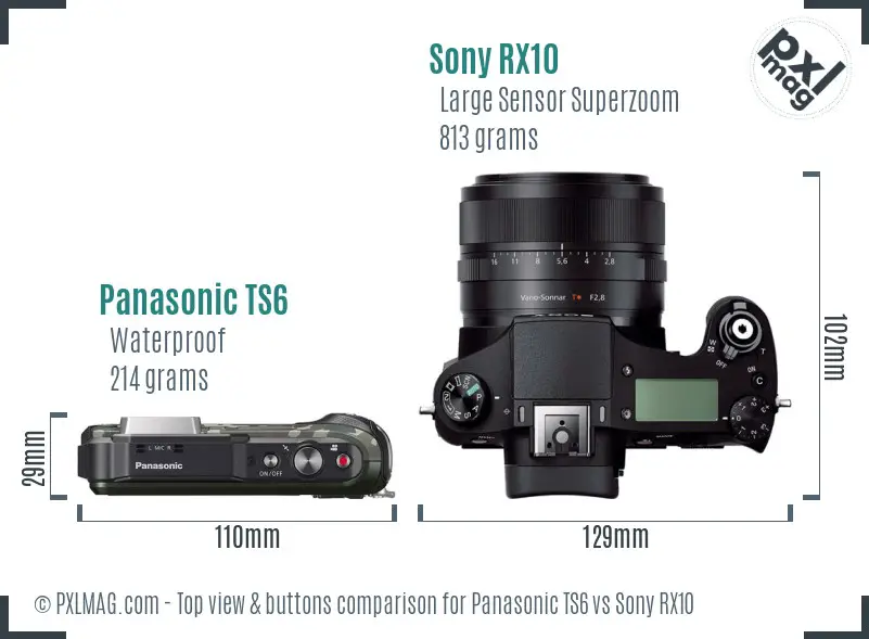 Panasonic TS6 vs Sony RX10 top view buttons comparison