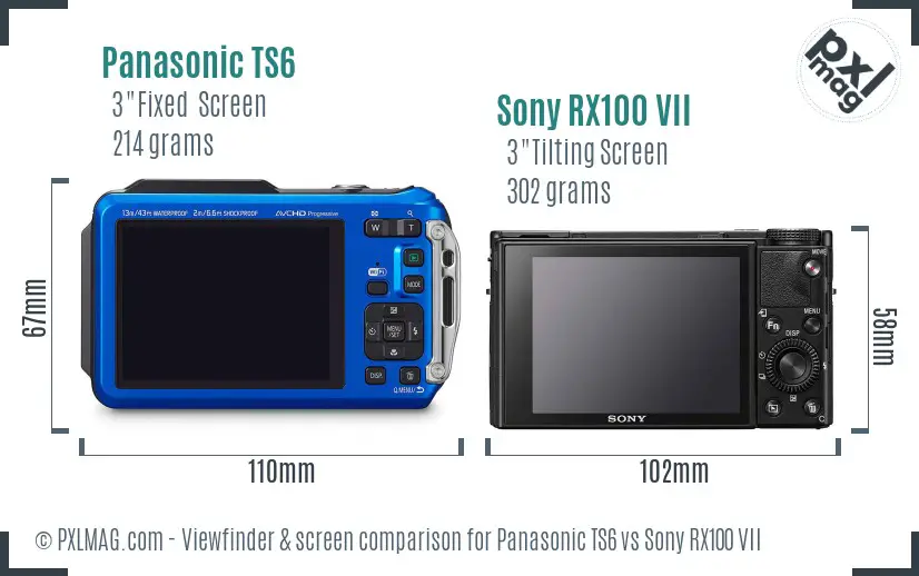 Panasonic TS6 vs Sony RX100 VII Screen and Viewfinder comparison Panasonic TS6 vs Sony RX100 VII Screen and Viewfinder comparison
