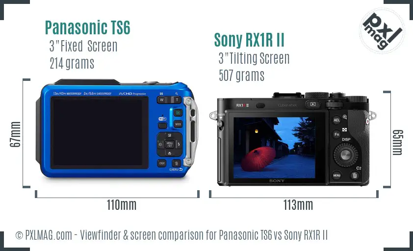 Panasonic TS6 vs Sony RX1R II Screen and Viewfinder comparison
