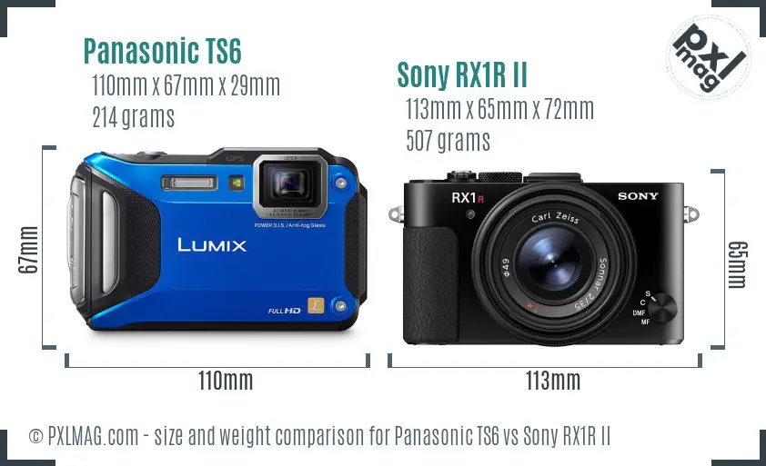 Panasonic TS6 vs Sony RX1R II size comparison