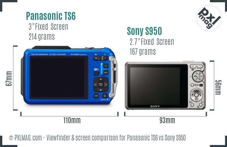 Panasonic TS6 vs Sony S950 Screen and Viewfinder comparison