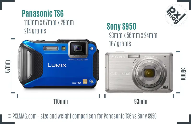 Panasonic TS6 vs Sony S950 size comparison