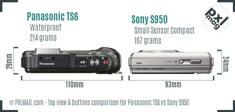 Panasonic TS6 vs Sony S950 top view buttons comparison