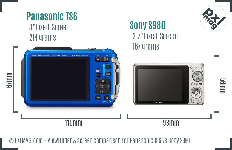 Panasonic TS6 vs Sony S980 Screen and Viewfinder comparison