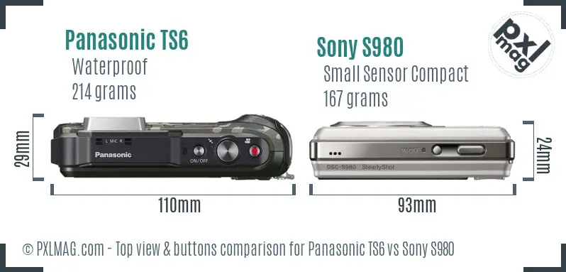 Panasonic TS6 vs Sony S980 top view buttons comparison