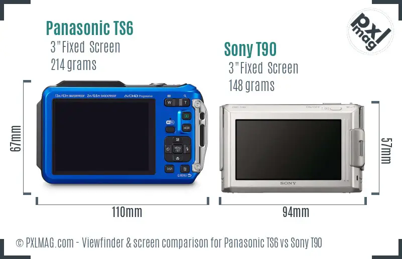 Panasonic TS6 vs Sony T90 Screen and Viewfinder comparison