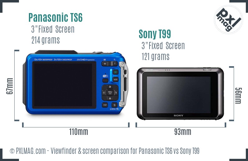 Panasonic TS6 vs Sony T99 Screen and Viewfinder comparison