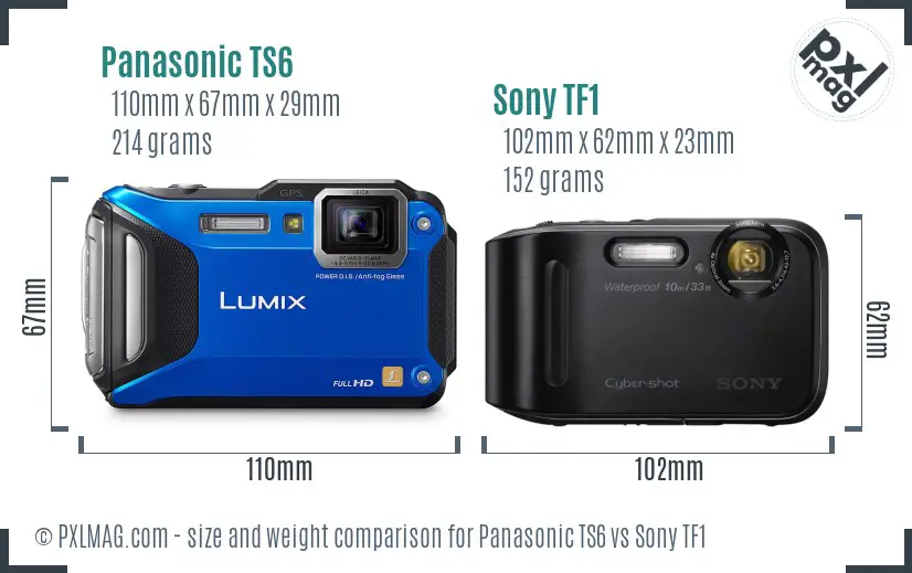 Panasonic TS6 vs Sony TF1 size comparison
