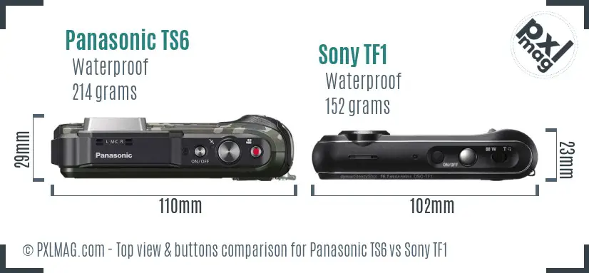 Panasonic TS6 vs Sony TF1 top view buttons comparison