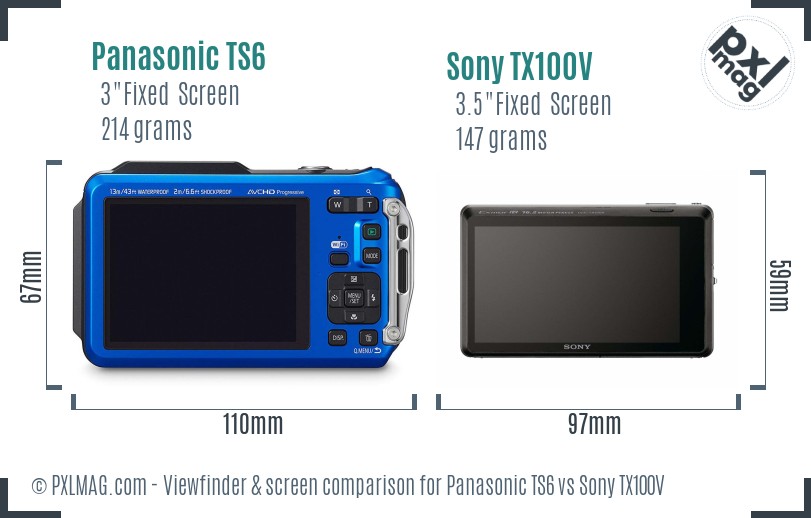 Panasonic TS6 vs Sony TX100V Screen and Viewfinder comparison