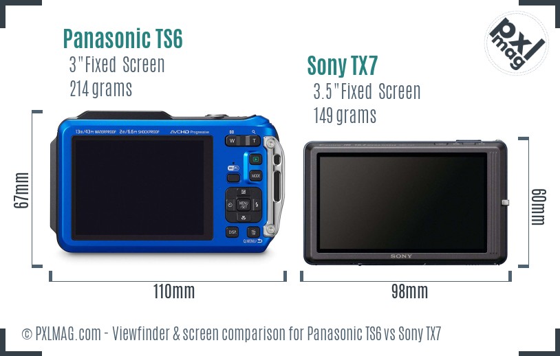 Panasonic TS6 vs Sony TX7 Screen and Viewfinder comparison