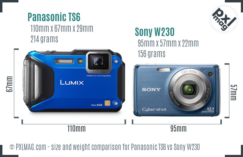 Panasonic TS6 vs Sony W230 size comparison Panasonic TS6 vs Sony W230 size comparison