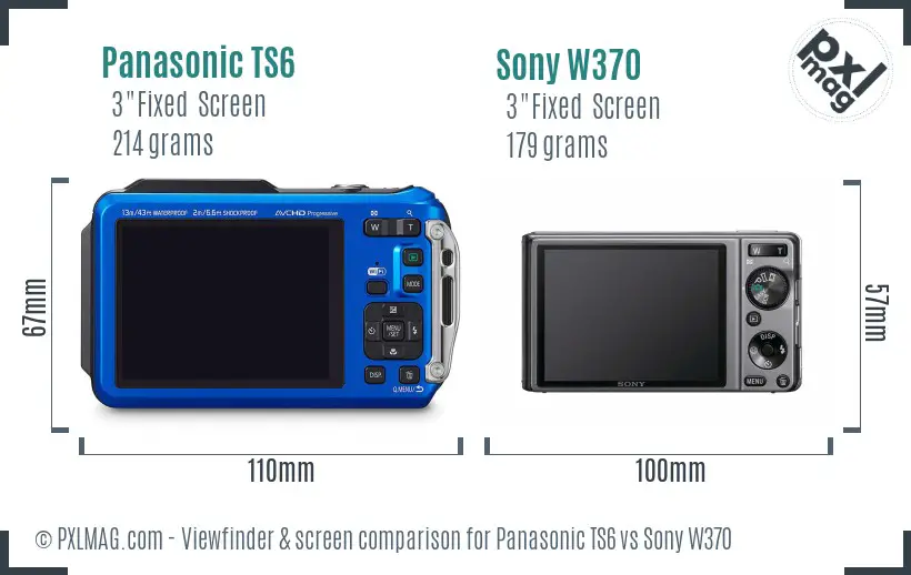 Panasonic TS6 vs Sony W370 Screen and Viewfinder comparison