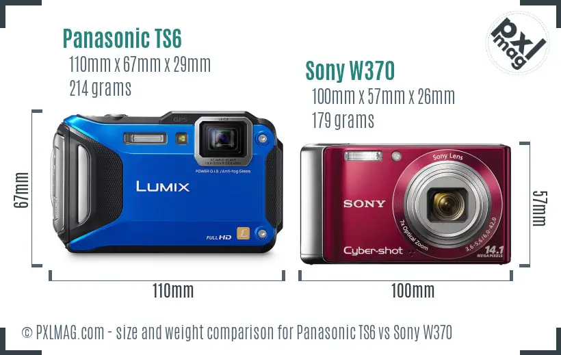 Panasonic TS6 vs Sony W370 size comparison