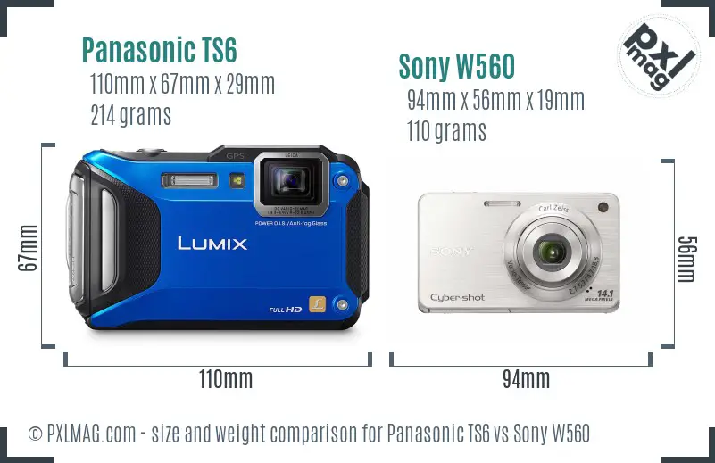 Panasonic TS6 vs Sony W560 size comparison Panasonic TS6 vs Sony W560 size comparison