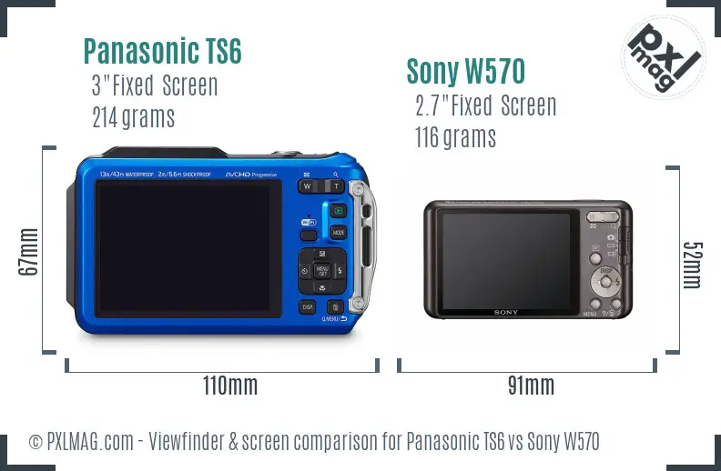 Panasonic TS6 vs Sony W570 Screen and Viewfinder comparison